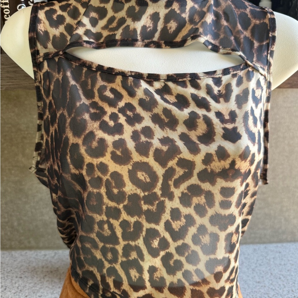 SHEIN Leopard Print Cutout Blouse